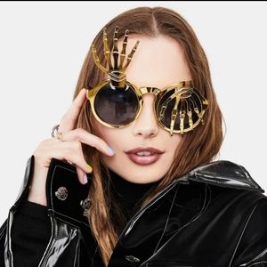 Gold Dead Skeleton Circle Sunglasses